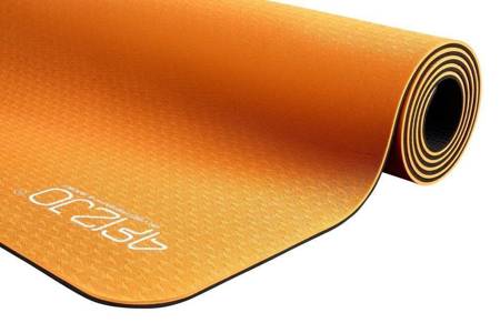 Mata do ćwiczeń joga fitness TPE 180x60cm - pomarańczowa  6mm -  GOmigo